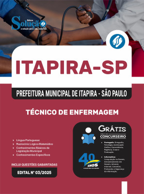 Apostila Prefeitura de Itapira - SP em PDF 2025 - Técnico de Enfermagem - Imagem 1