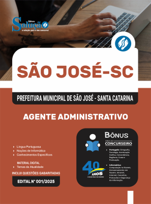 Apostila Prefeitura de São José - SC 2025 - Agente Administrativo - Imagem 3