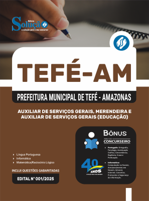 Apostila Prefeitura de Tefé-AM 2025 - Auxiliar de Serviços Gerais, Merendeira e  Auxiliar de Serviços Gerais (Educação) - Imagem 3