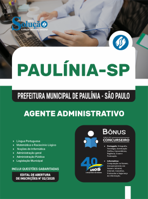 Apostila Prefeitura de Paulínia - SP 2025 - Agente Administrativo - Imagem 3