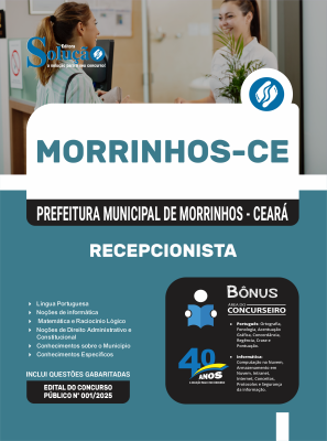 Apostila Prefeitura de Morrinhos-CE 2025 - Recepcionista - Imagem 3