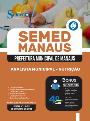 Apostila SEMED MANAUS 2026 em PDF - Analista Municipal - Nutrição - Imagem 1