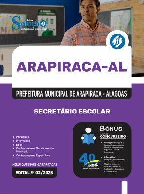 Apostila Prefeitura de Arapiraca - AL 2025 - Secretário Escolar - Imagem 3