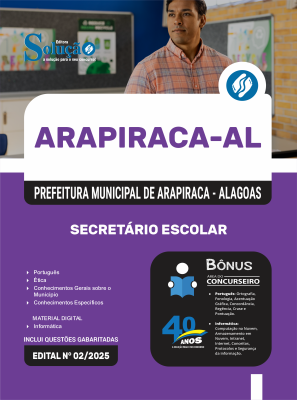 Apostila Prefeitura de Arapiraca - AL 2025 - Secretário Escolar - Imagem 3