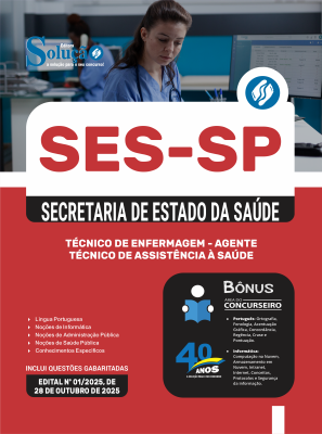 Apostila SES-SP 2025 em PDF - Técnico de Enfermagem - Agente Técnico de Assistência à Saúde - Imagem 1