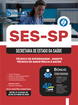 Apostila SES-SP 2026 em PDF - Técnico de Enfermagem - Agente Técnico de Assistência à Saúde - Imagem 1
