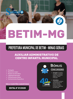 Apostila Prefeitura de Betim - MG 2025 - Auxiliar Administrativo de Centro Infantil Municipal - Imagem 3