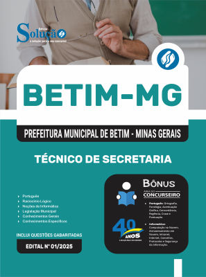 Apostila Prefeitura de Betim - MG 2025 - Técnico de Secretaria - Imagem 3