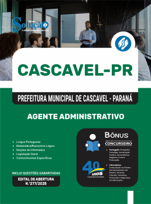 Apostila Prefeitura de Cascavel - PR em PDF 2025 - Agente Administrativo - Imagem 1