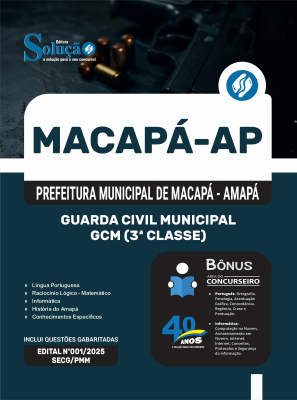 Apostila Prefeitura de Macapá - AP 2025 - Guarda Civil Municipal - GCM (3ª Classe) - Imagem 3