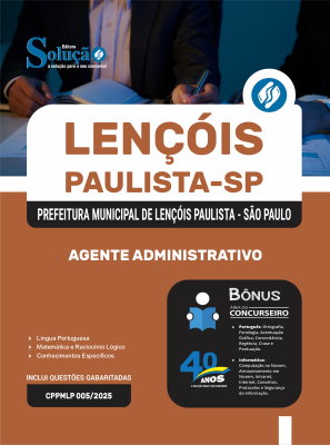 Apostila Prefeitura de Lençóis Paulista - SP 2025 - Agente Administrativo - Imagem 3