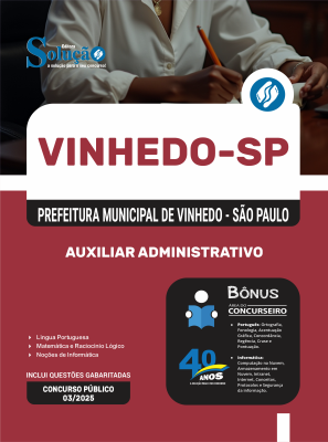Apostila Prefeitura de Vinhedo - SP 2025 - Auxiliar Administrativo - Imagem 3