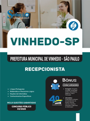 Apostila Prefeitura de Vinhedo - SP 2025 - Recepcionista - Imagem 3