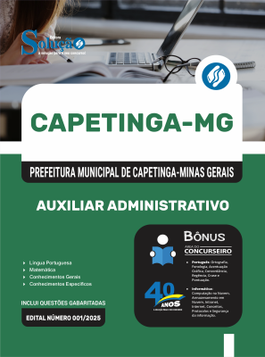 Apostila Prefeitura de Capetinga em PDF - MG 2026 - Auxiliar Administrativo - Imagem 1