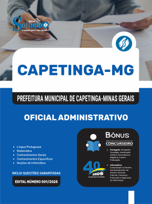 Apostila Prefeitura de Capetinga - MG 2026 - Oficial Administrativo - Imagem 3