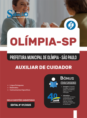 Apostila Prefeitura de Olímpia em PDF - SP 2026 - Auxiliar de Cuidador - Imagem 1