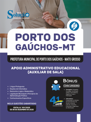 Apostila Prefeitura de Porto dos Gaúchos-MT 2026 - Apoio Administrativo Educacional "E" Auxiliar de Sala - Imagem 3
