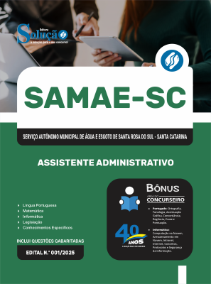 Apostila SAMAE de Santa Rosa do Sul-SC 2026 - Assistente Administrativo - Imagem 3