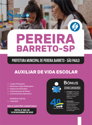 Apostila Prefeitura de Pereira Barreto - SP 2026 - Auxiliar de Vida Escolar - Imagem 3