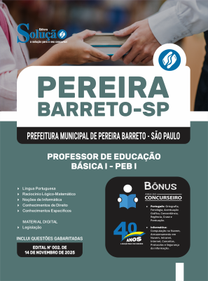 Apostila Prefeitura de Pereira Barreto - SP 2025 - Professor de Educação Básica I – PEB I - Imagem 3