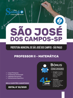 Apostila Prefeitura de São José dos Campos em PDF - SP 2026 - Professor II - Matemática - Imagem 1