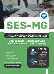 Apostila SES-MG 2026 em PDF - Especialista em Políticas e Gestão da Saúde (EPGS) - Área de Gestão