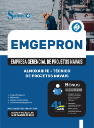 Apostila EMGEPRON em PDF 2026 - Técnico de Projetos Navais - Almoxarife