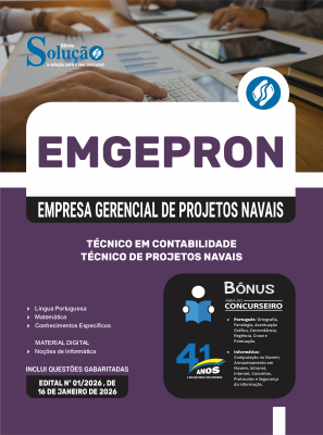 Apostila EMGEPRON em PDF 2026 - Técnico de Projetos Navais - Técnico de Contabilidade - Imagem 1
