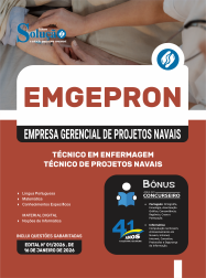 Apostila EMGEPRON em PDF 2026 - Técnico de Projetos Navais - Técnico em Enfermagem