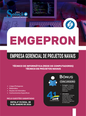 Apostila EMGEPRON em PDF 2026 - Técnico de Projetos Navais - Técnico de Informática - Imagem 1