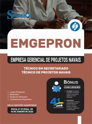 Apostila EMGEPRON em PDF 2026 - Técnico de Projetos Navais - Técnico em Secretariado