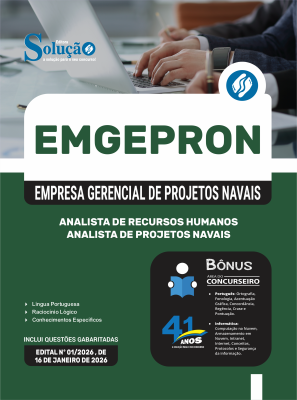 Apostila EMGEPRON em PDF 2026 - Analista de Projetos Navais - Analista de Recursos Humanos - Imagem 1