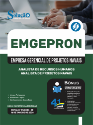 Apostila EMGEPRON em PDF 2026 - Analista de Projetos Navais - Analista de Recursos Humanos