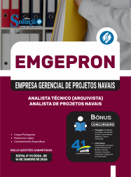 Apostila EMGEPRON em PDF 2026 - Analista de Projetos Navais - Analista Técnico (Arquivista)