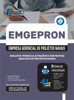 Apostila EMGEPRON 2026 - Analista de Projetos Navais - Analista Técnico (Licitações e Contratos) - Imagem 3
