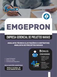 Apostila EMGEPRON em PDF 2026 - Analista de Projetos Navais - Analista Técnico (Licitações e Contratos)