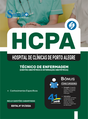 Apostila HCPA em PDF 2026 - Técnico de Enfermagem (Centro Obstétrico e Internação Obstétrica) - Imagem 1