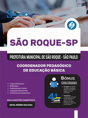 Apostila Prefeitura de São Roque - SP em PDF 2026 - Coordenador Pedagógico de Educação Básica - Imagem 1