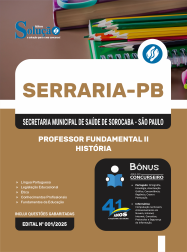 Apostila Prefeitura de Serraria-PB em PDF 2026 - Professor Fundamental II - História