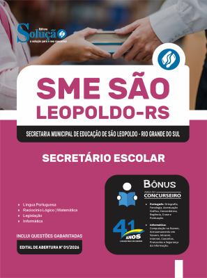 Apostila Prefeitura de São Leopoldo - RS 2026 - Secretário Escolar - Imagem 3