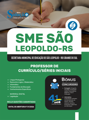 Apostila Prefeitura de São Leopoldo - RS em PDF 2026 - Professor de Currículo/Séries Iniciais - Imagem 1