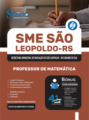 Apostila Prefeitura de São Leopoldo - RS em PDF 2026 - Professor de Matemática - Imagem 1