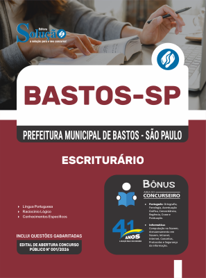 Apostila Prefeitura de Bastos - SP 2026 - Escriturário - Imagem 3