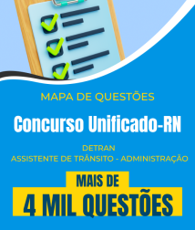 Capa Mapa de Questões Online - Concurso Unificado RN - DETRAN - Assistente de Trânsito - Administração - 4 Mil Questões