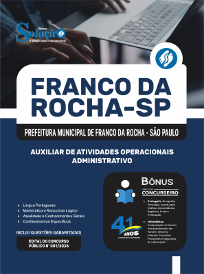 Apostila Prefeitura de Franco da Rocha - SP 2026 - Auxiliar de Atividades Operacionais - Administrativo - Imagem 3
