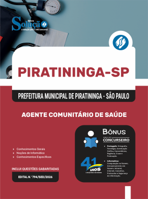 Apostila Prefeitura de Piratininga - SP 2026 - Agente Comunitário de Saúde - Imagem 3