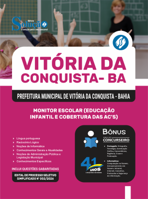 Apostila Prefeitura de Vitória da Conquista - BA 2026 - Monitor Escolar (Educação Infantil e Cobertura das AC'S) - Imagem 3