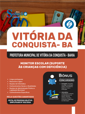 Apostila Prefeitura de Vitória da Conquista - BA 2026 - Monitor Escolar (Suporte às Crianças com Deficiência) - Imagem 3
