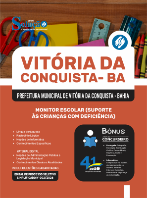 Apostila Prefeitura de Vitória da Conquista - BA 2026 - Monitor Escolar (Suporte às Crianças com Deficiência) - Imagem 3