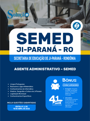 Apostila Prefeitura de Ji-Paraná - RO 2026 - Agente Administrativo - SEMED - Imagem 3